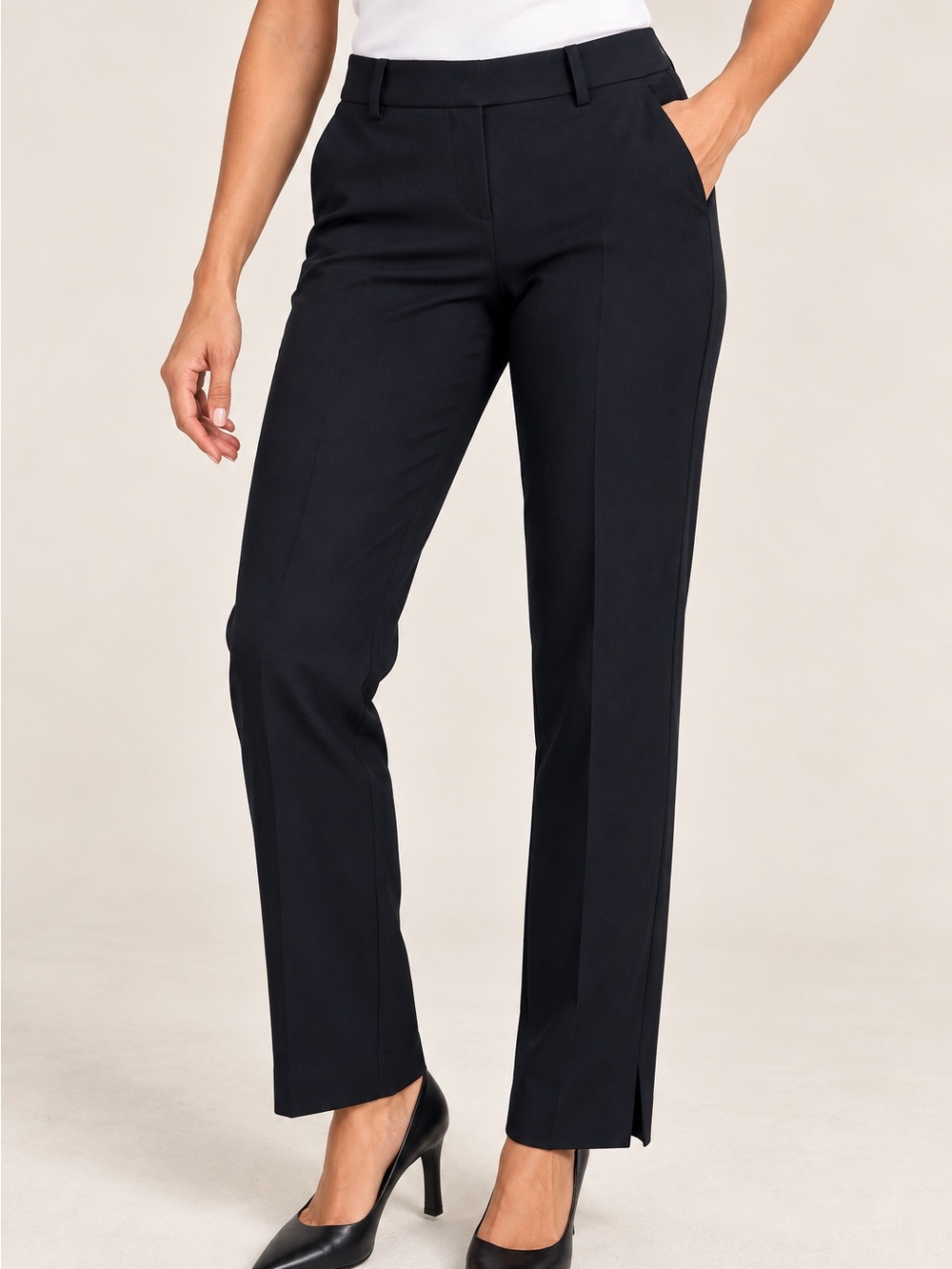 TRISTAN Black Stretch Straight Leg Tailored Dress Pants Large